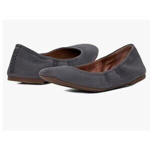 Lucky Brand Juthro Suede Ballet Flats Gray Cortado 7.5 Romantic Y2K Balletcore